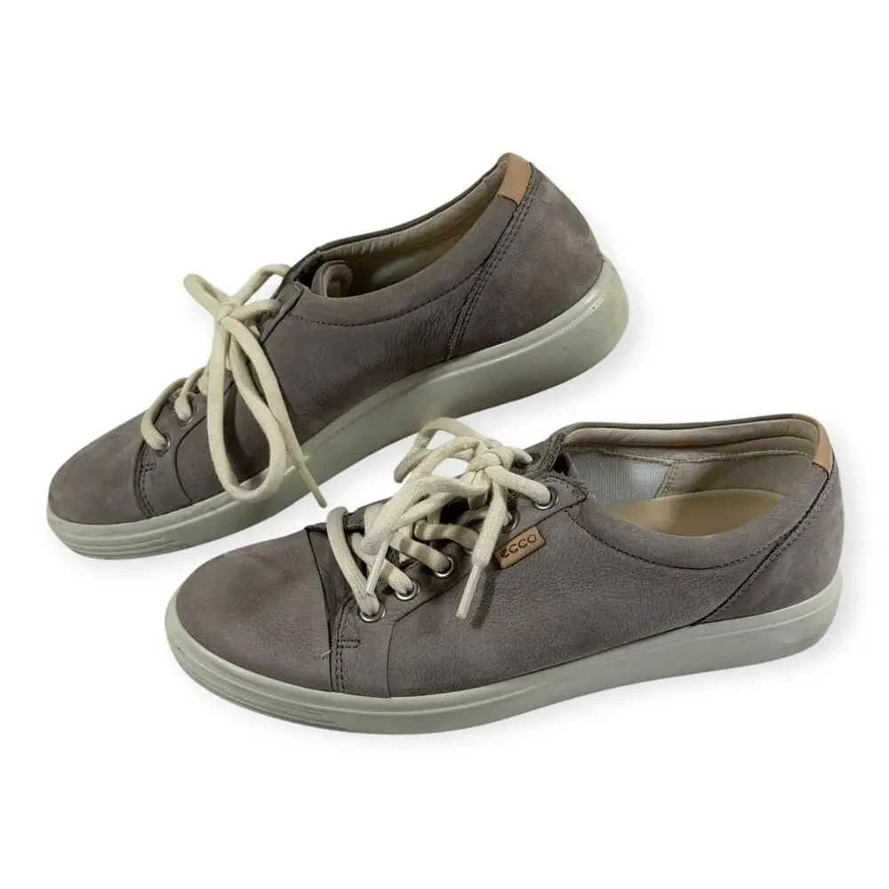 ECCO Soft 7 Leather Sneakers, Gray, Women's 7.5, EU 38